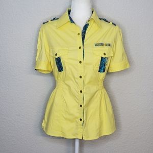 Coogi Women's Yellow Snap Button Blouse Size L